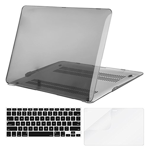 Mosiso Plastic Hard Case with Keyboard Cover with Screen Protector for MacBook Air 13 Inch (Models: A1369 and A1466), Transparent Black