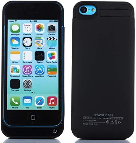 Compatible iPhone SE 5SE 5 5S 4200mAh Battery Case, FugouSell Rechargeable Extended Battery Backup Fast Charger, Shockproof Power Case Bank Full Protection for iPhone SE 5SE 5 5S (Black)