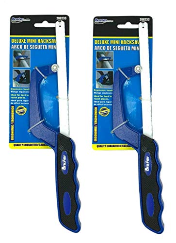 BRUFER 208233 10-inch Metal Mini Hacksaw Frame - Includes Bi-Metal 10" Hacksaw Blade - Bulk Pack of 2 Mini-Hacksaw Frames and Blades