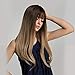 Long Brown Wigs with Bangs Luckyfine Long Straight Synthetic Wig, Brown Tawny Ombre Natural Looking Wigs Cosplay Party Halloween Cosplay Costume Wig for Women Girls Dress Dating-22''
