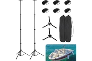 KAHLHAK Boat Cover Support Pole System, 2 Pcs Adjustable Carbon Steel Pontoon Boat Cover Poles with Webbing Strap, 22.8"-60.1" Telescoping Pole for Jon, V-Hull, Pontoon Boat Cover