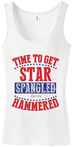 Minty Tees Time To Get Star Spangled Hammered Women's Tank Top XX-Large White
