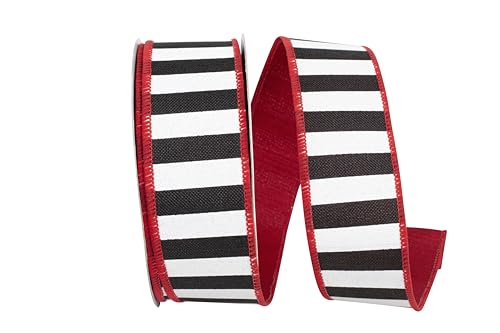 Reliant Ribbon 93875W-133-09F Cabana Stripe Dupioni Backing Wired Edge Rd Ribbo…