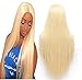 ATOZWIG Kanekalon Fiber 13x6 Inch Long Parting Sythetic Glueless Lace Front Wigs,Pre Plucked Hairline Bleached Knots African American Wig Blonde Wigs