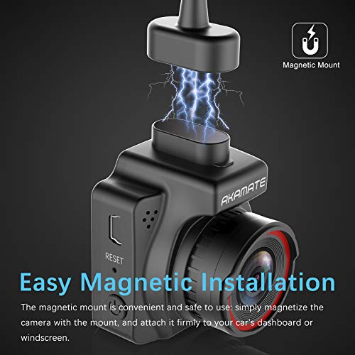 Dash Cam, AKAMATE Magnetic Dashboard Recording Camera 1.5" Mini Dvr Car Camera Full HD 1080P, 145Â° Wide Angle, Night Vision, G-Sensor, Loop Record, Wdr, Parking Mode, Motion Detection, with 32GB Card