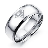Lohome Titanium Steel Comfort Fit Smooth Surface Superman Wedding Band Ring for Men