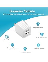USB Wall Charger with 3 ft iOS Charging Cable,2.1A Dual Port Phone Fast Charger Adapter Plug Cube Compatible with iPhone 11 11 Pro 11 Pro Max XS Max XS XR X 8 8 Plus 7 7 Plus 6 and More- 4 Pack