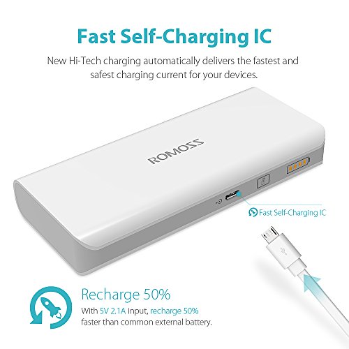 ROMOSS Power Bank 10000mAh Compatto, Carica Batterie Portatili Cellulare Universal 2 Port 2.1A Output Compatibile con La Maggior Parte dei Telefoni e Tablet