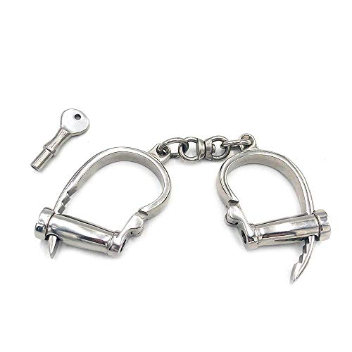 SM Bondage Handcuffs Stainless Steel Fetish Horseshoe Handcuffs Set Bondage Cuff Set Adult Sex Toys Sex Game for Man/Women/Unisex,Metallic