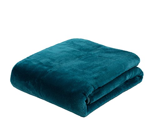 Goezze - Premium Cashmere Feel Cuddly Living Room Blanket/Throw, 500 g/m², 220 x 240 cm - Petrol
