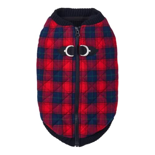Gooby Fashion Vest - Red Check, Small - Warm Zip Up Dog Bomber Jacket with Dual D Ring Leash - Winter Water Resistant Dog Sweater for Small Dogs & Medium Dogs, Boy or Neutral — image 1