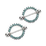 2pcs Circle of Life Nipplerings Blue Gems Shields 14G Vcmart