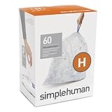 simplehuman Code H Custom Fit Recycling Liners, Drawstring Trash Bags, 30-35 Liter/8-9 Gallon, 3 Refill Packs (60 Count) clear