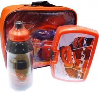 DISNEY PIXAR CARS LUNCH BAG KIT - INCLUDING WATER BOTTLE, SANWICH BOX &amp; LUNCH BAG WITH PVC FRONT &amp; VISIBLE BACK COVER by Kids Stuffs