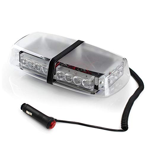 FOXCID Amber 24 LED Roof Top Mini Bar, Truck Car Vehicle Law Enforcement Emergency Hazard Beacon Caution Warning Snow Plow Safety Flashing Strobe Light with Magnetic Base (White & Amber) - Thumbnail 2