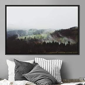 signwin Framed Canvas Wall Art Foggy Mountains Aerial...