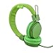 Kids Headphones with Microphone, Volume Limited Hearing Protection & Foldable Lightweight Design, Kids Friendly Safe Material & Tangle-Free Cable, Wired On-Ear Headset for Children Boys Girls (Green)
