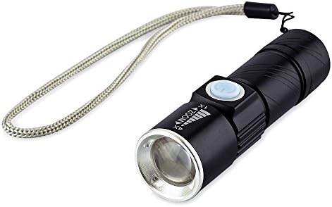 FirstRank Aluminum Alloy CREE XPE Q5 600Lumens 3 Modes Adjustable Focus Portable Flashlight Torch with USB Plug (Black)