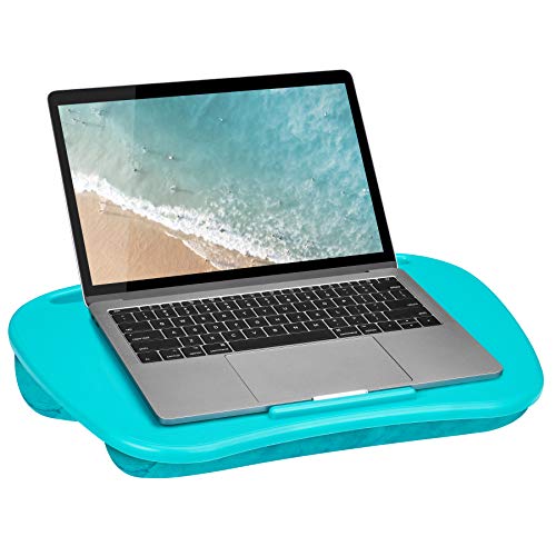 LapGear MyDesk Lap Desk with Device Ledge and Phone Holder – Turquoise – Fits up to 15.6 Inch Laptops – Style No. 44449