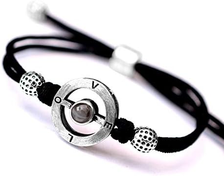WANGSENSEN Love Promises Memory Bracelet in 100 Languages Saying I Love You Sterling Silver Rose Gold Couple Bracelet Adjustable