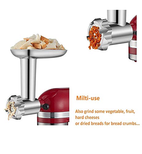 Metal Food Meat Grinder Attachment for KitchenAid Stand Mixers - Including Sausage Stuffer Accessory (Renewed)