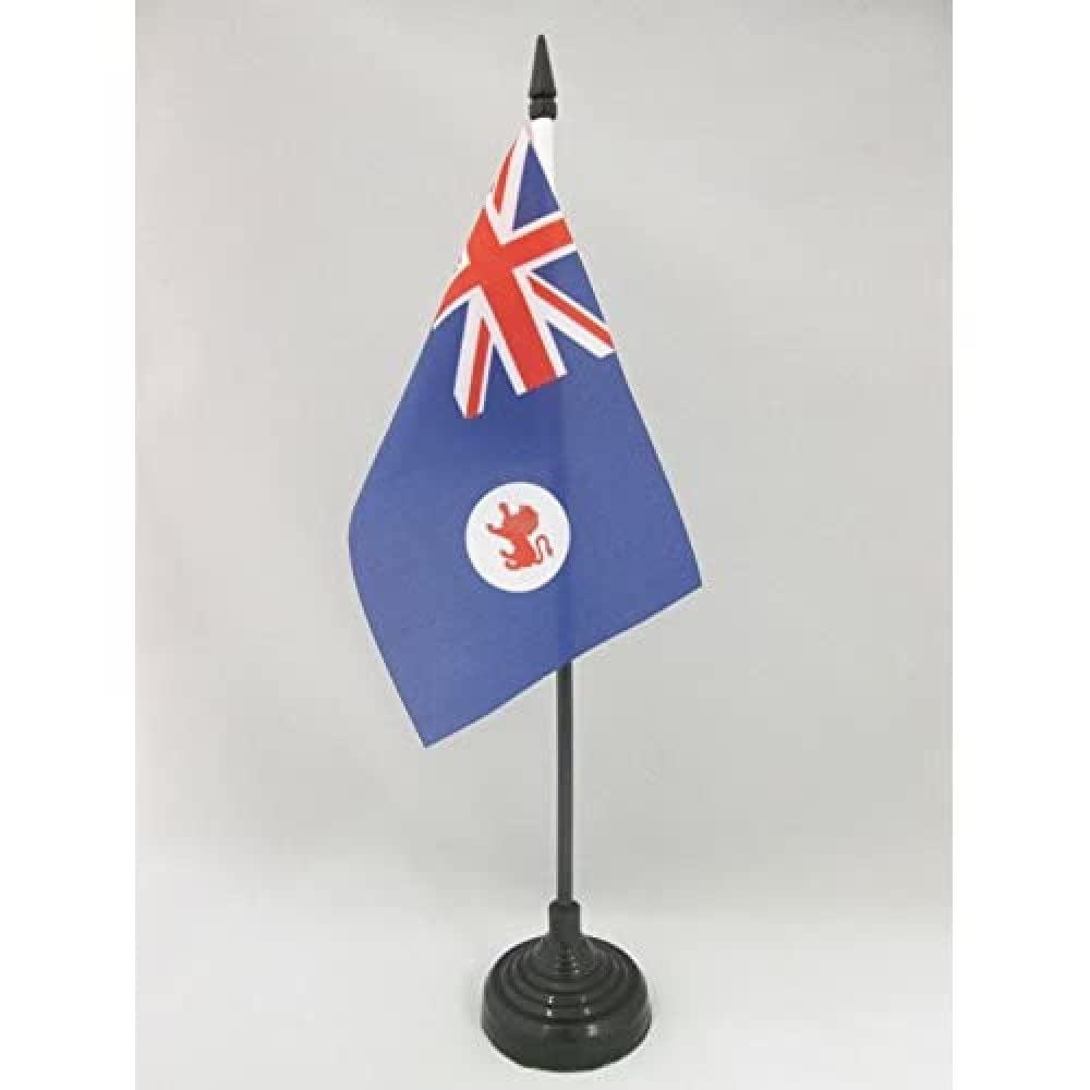 AZ FLAG - Tasmania Table Flag 4'' x 6'' - Tasmanian Office Mini Banner 100% Polyester 15 x 10 cm - Mini Desk Flag with 10'' Pole and Black Plastic Base