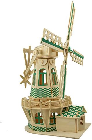 3D Wooden Building Puzzle-Brain Teaser Puzzles Kid's Wooden Building Wood Craft Kits, Educational Toys DIY 3D Windmill Wood Puzzles