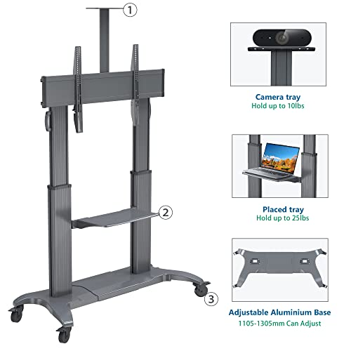 NB North Bayou Mobile TV Cart Heavy Duty TV Stand With Wheels For 70 To