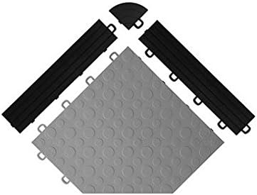 BlockTile - Interlocking Garage Floor Edges with Loops - Black - 12 Edges and 2 Corners