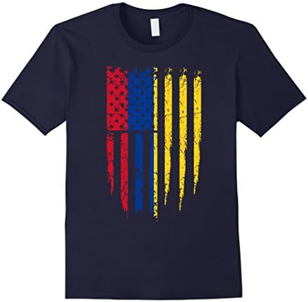 Men's Colombian American Colombia &amp; America Flag T-Shirt Large Navy