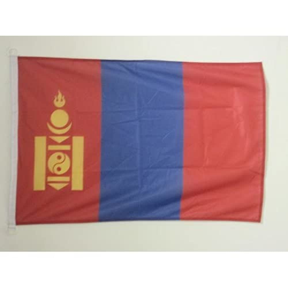 AZ FLAG - Mongolia Nautical Flag - 18'' x 12'' - For Outdoor and Boat - Mongolian Banner Knitted Polyester with Two Plastic Rings - Vivid Colors - 12x18 in - 45x30 Cm — image 1