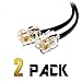 (2 Pack) 3 Meter Black Short Telephone Cable Rj11