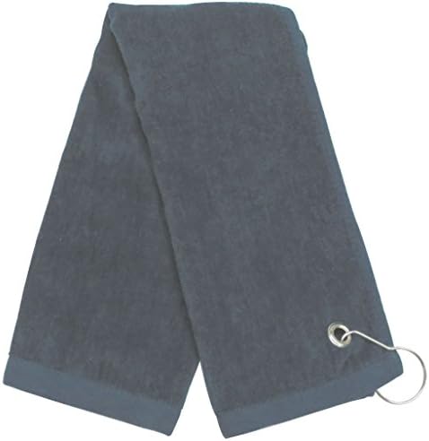 TAUT Tri-Fold Travel and Sports Golf Towel with Hang Loop,Grey