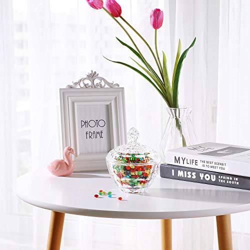 ComSaf Glass Candy Dish with Lid Decorative Candy Bowl, Crystal Covered Storage Jar, Set of 1(Diameter:4.3 Inch)