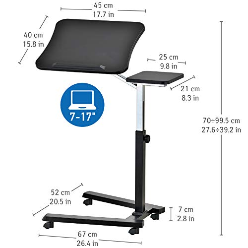 Tatkraft Joy Portable Laptop Desk with Mouse Pad, Rolling Computer