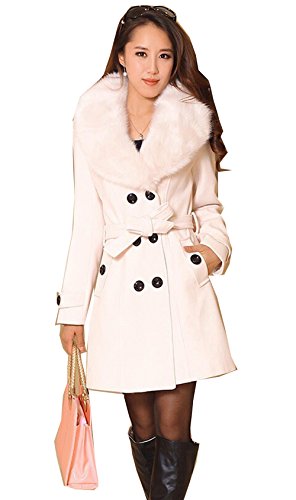 Izaac Winter Double Breasted Thicken fleece Wool Trench Coat Warm Wind Jacket (US 6 /Tag XL, white) Izaac Winter Double Breasted Thicken fleece Wool Trench Coat Warm Wind Jacket (US 6 /Tag XL, white)