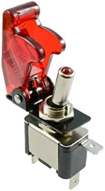 kangql 12V 20A Car Dash Toggle SPST ON-OFF Illuminated LED Flip Up Cover Flick Switch - Red