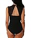 Shawhuwa Womens Sexy Floral Lace High Neck Sleeveless Bodysuit Clubwear S Black