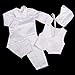 Dressy Daisy Baby Boys Baptism Christening Clothing Outfit White Satin Suit 4 Piece Set with Bonnet Size 6-12 Months Long Sleeve