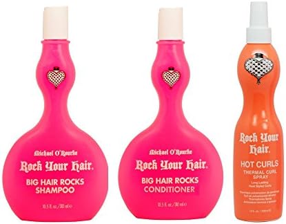 Rock Your Hair Big Hair Rocks Shampoo & Conditioner 10.5oz + Hot Curls Thermal Curl Spray 10oz"Set"
