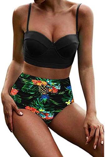 REYO Women's Two Piece High Waist Bikini Set Swimsuit Beachwear Female Retro Bathing Suit