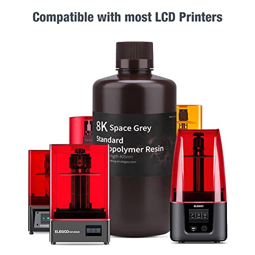 ELEGOO 8K 3D Printer Resin, Standard Photopolymer Resin 405nm UVCuring