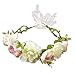Flower Crown for Women, Handmade Girl Floral Crown Wreath Flower Headband Headpiece for Wedding Ceremony Party Festival（White）