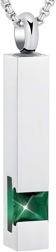 OinsiInlay Multi-Colored Square Crystal Bar Cremation Urn Necklace Holder for Ashes - Engravable