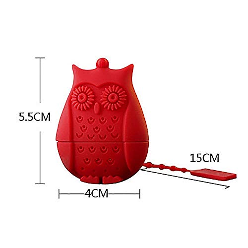 Wewin Tea Strainer Owl Shape Silicone Loose Leaf Tea Infuser Silica Gel Filtration Filter Diffuser Fun Tea Accessories (Red)