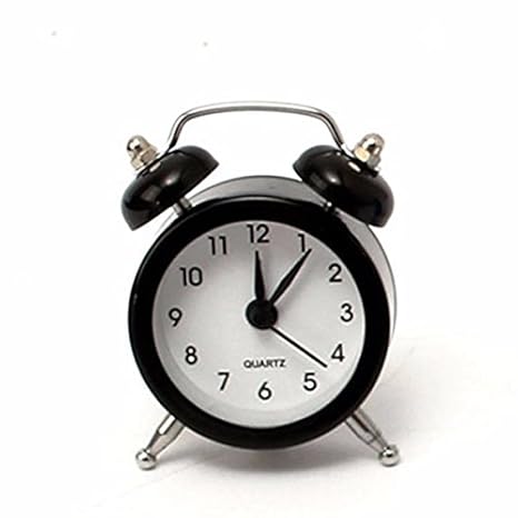 EsportsMJJ Mini Classic Double Bell Wecker Traditionelle Quarz-Bewegung Mit Night Light-Schwarz