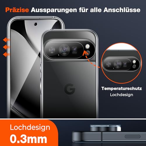 LK 2 + 2 tempered glass screen protectors for Google Pixel 10 Pro, contains 2 x screen protectors and 2 x rear camera protectors, with installation frame (scratch-proof, bubble-free, 9H hardness, ultra clear)