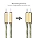 Dual USB Charging Cable,Wollony Durable 2 in 1 Magnetic Nylon Braided Lightning to USB Cable + Micro USB Cable Fast Charge Cord for iPhone iPad Android Samsung Nokia HTC LG(3.6ft,Gold)