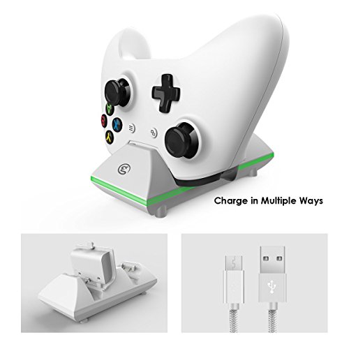 GameSir Xbox One Dual Charging Dock Charger Station with 2X 800mAh Rechargeable Batteries and 3.3ft USB Cable for Xbox One/One S/One Elite Wireless Controller