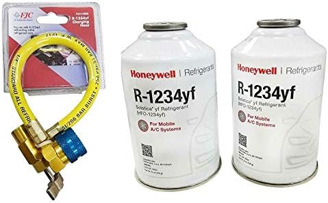 Pair Cans of R1234yf Refrigerant 8ounce Compatible w/SoIstice w/Charging Hose Quick Delivery